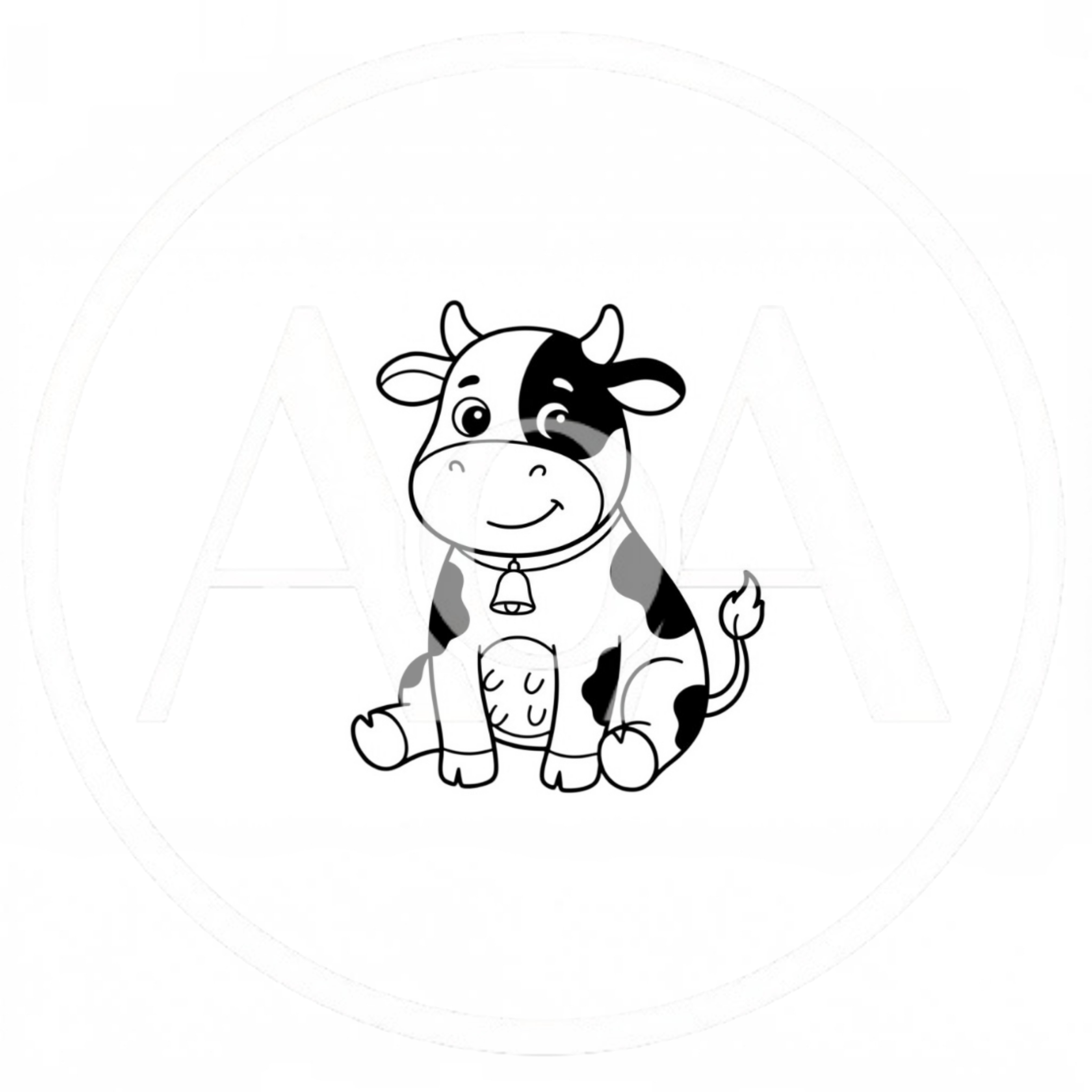 Cute Cartoon Cow Sitting Illustration