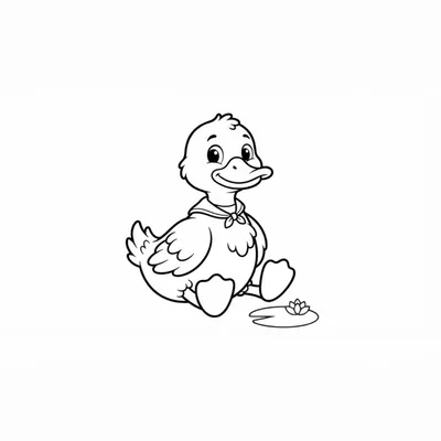 Cute Cartoon Duckling Coloring Page Illustration