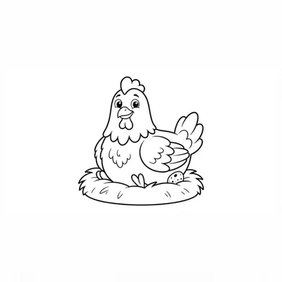 Cute Cartoon Hen Sitting On A Nest
