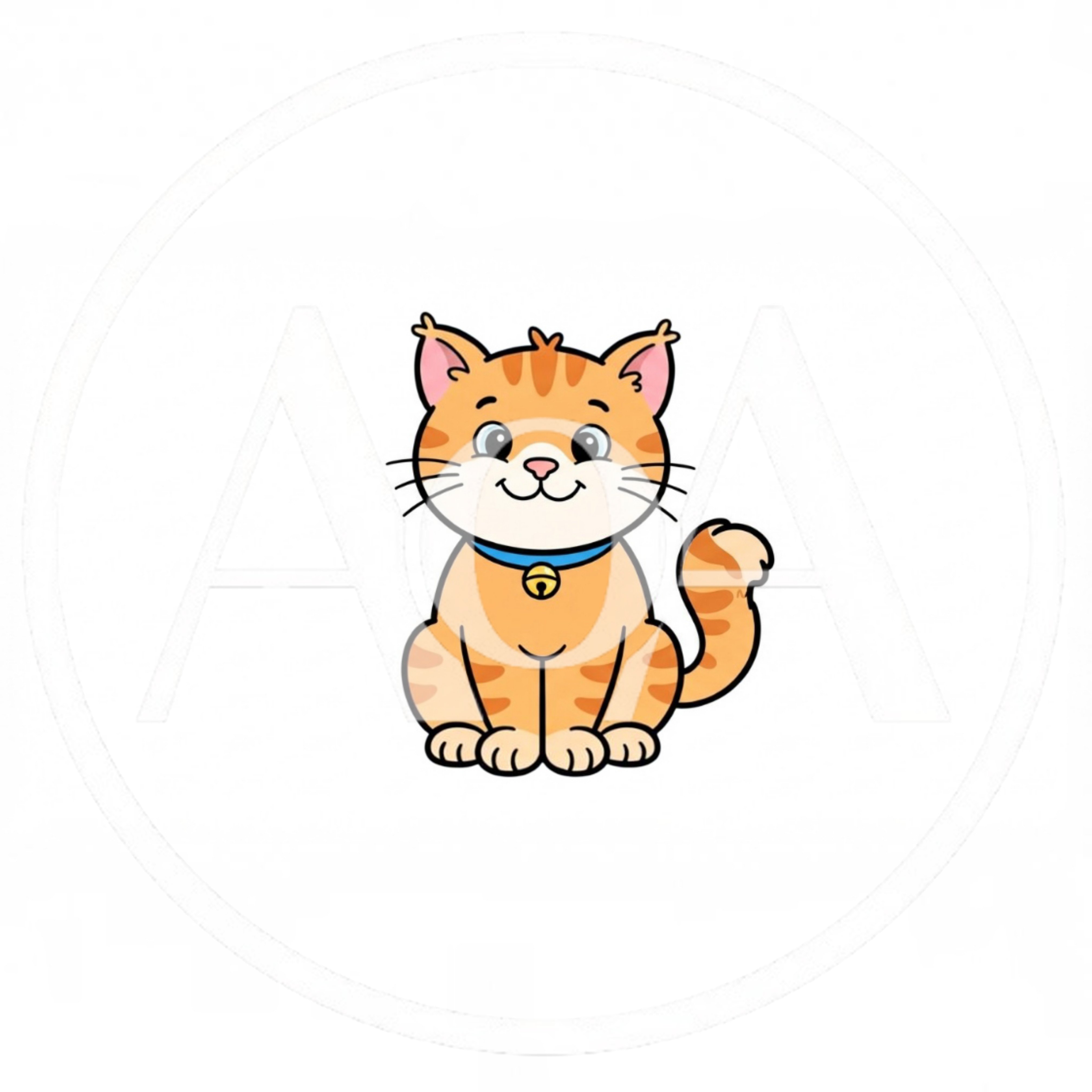 Cute Cartoon Orange Tabby Cat Illustration