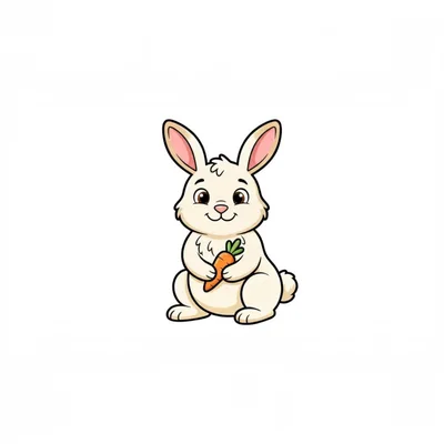Cute Cartoon Rabbit Holding A Carrot