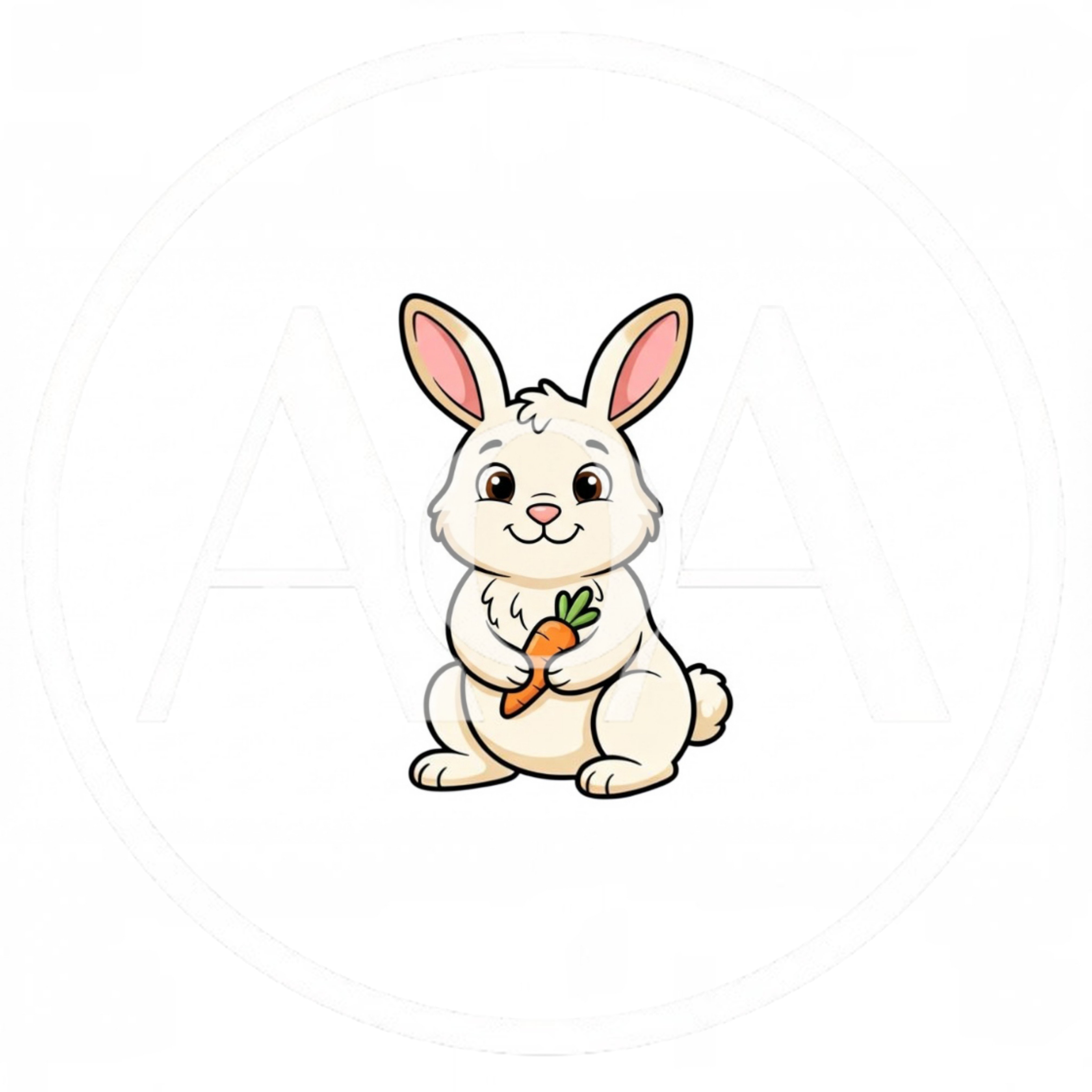 Cute Cartoon Rabbit Holding A Carrot