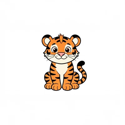 Cute Cartoon Tiger Cub Sitting