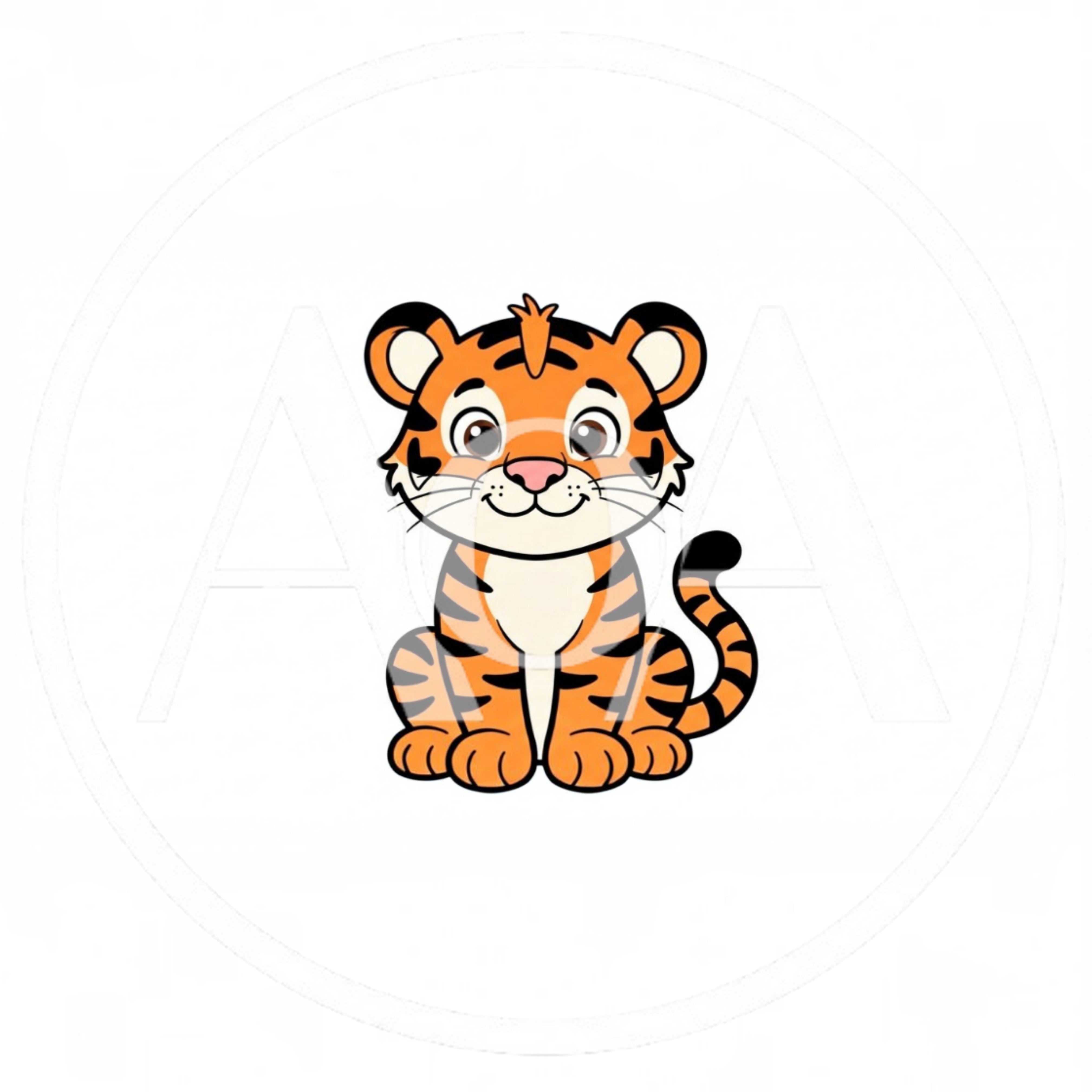 Cute Cartoon Tiger Cub Sitting