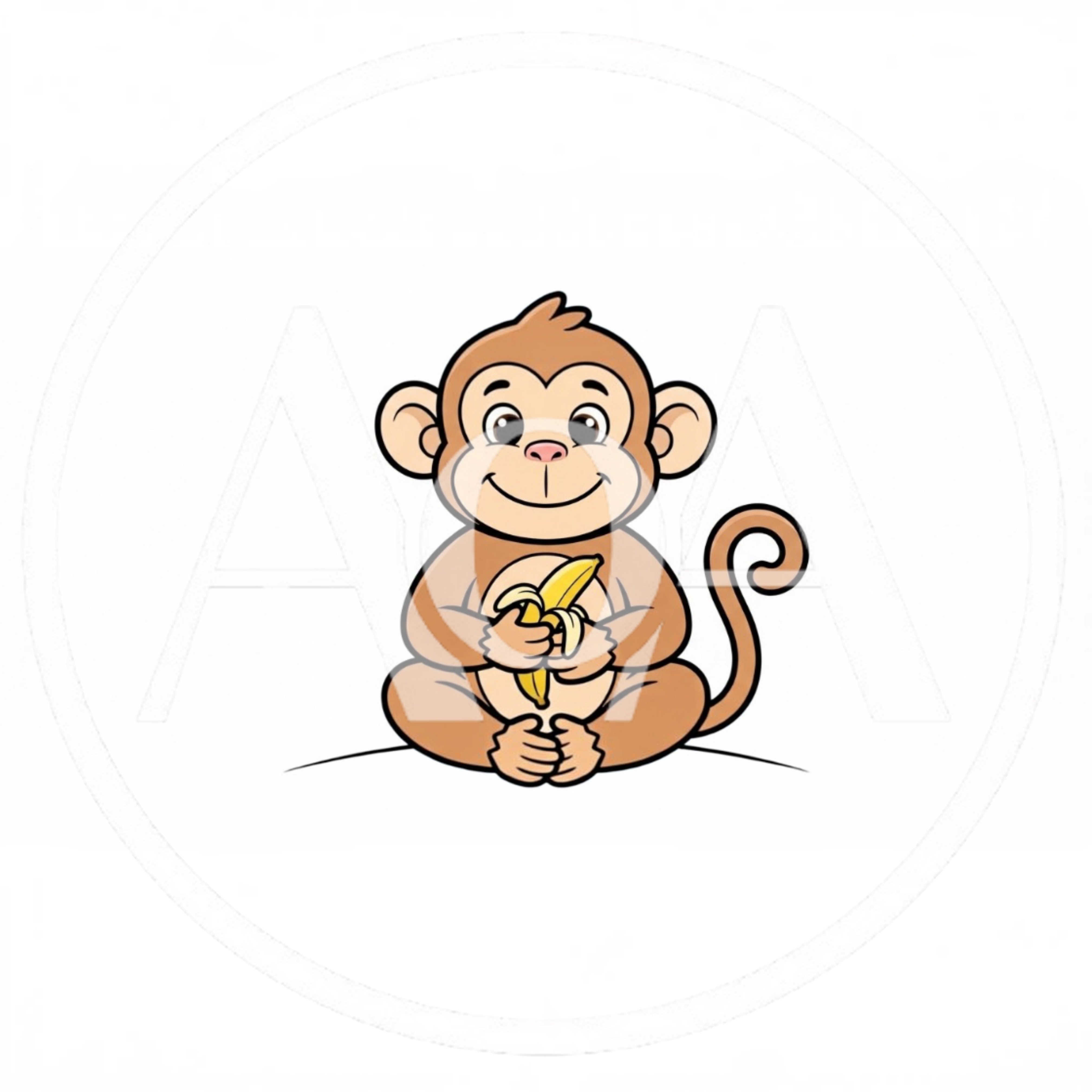 Cute Cartoon Monkey Holding A Banana