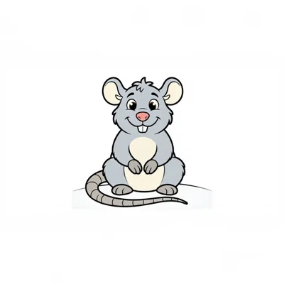 Cute Cartoon Mouse Sitting On White Background