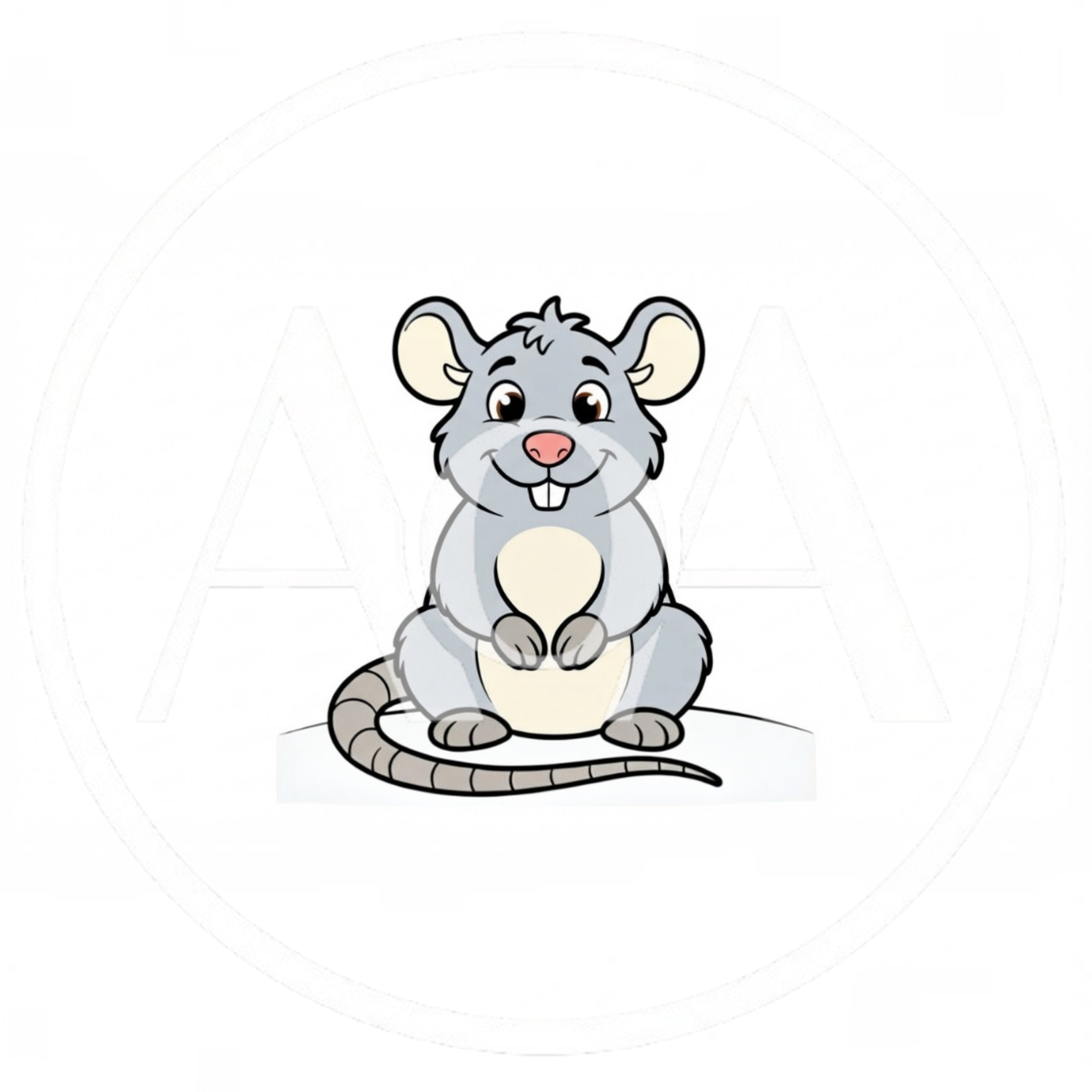Cute Cartoon Mouse Sitting On White Background