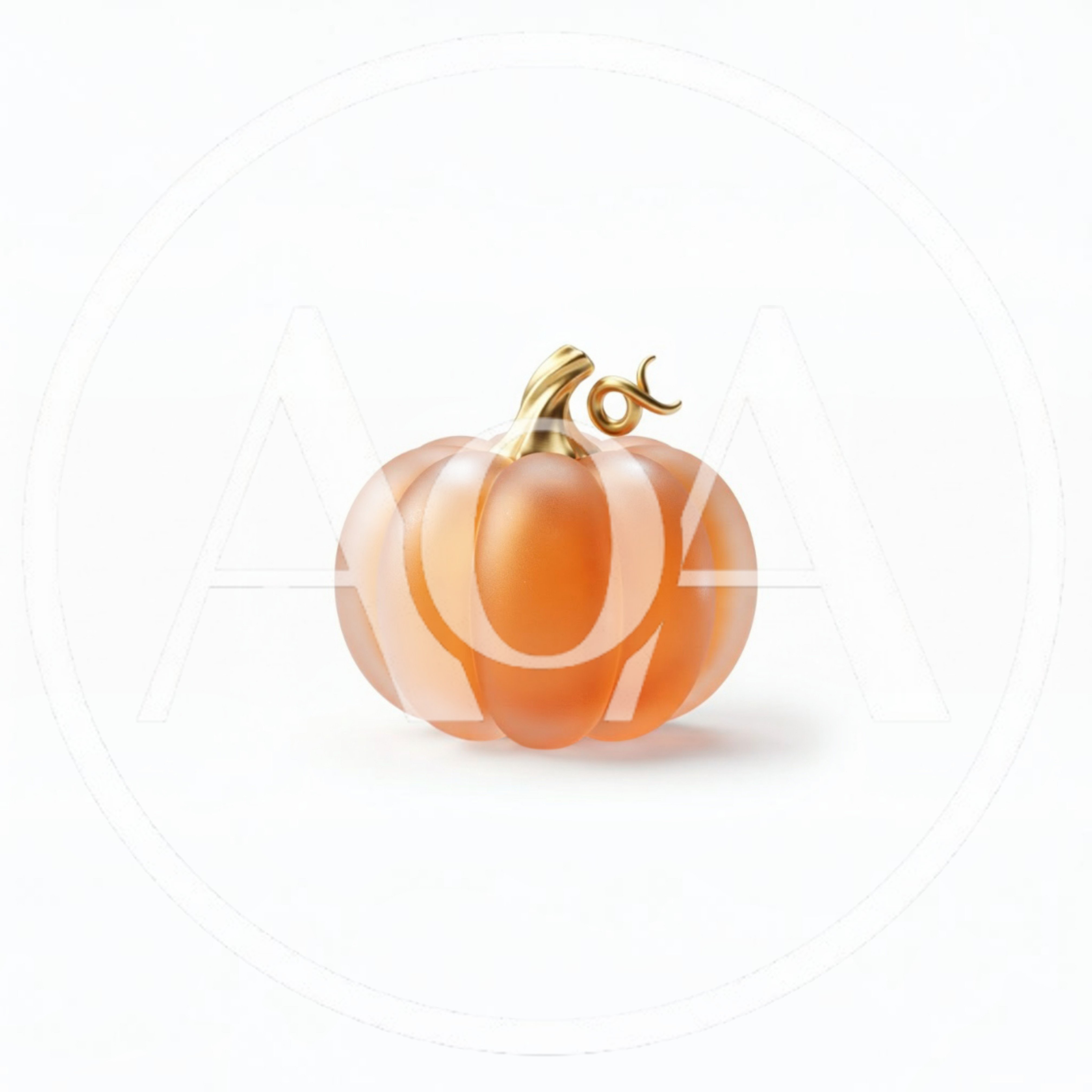 Frosted Glass Pumpkin With Gold Stem