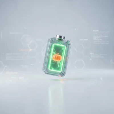 3D Rendered Battery With Glowing Pumpkin Icon