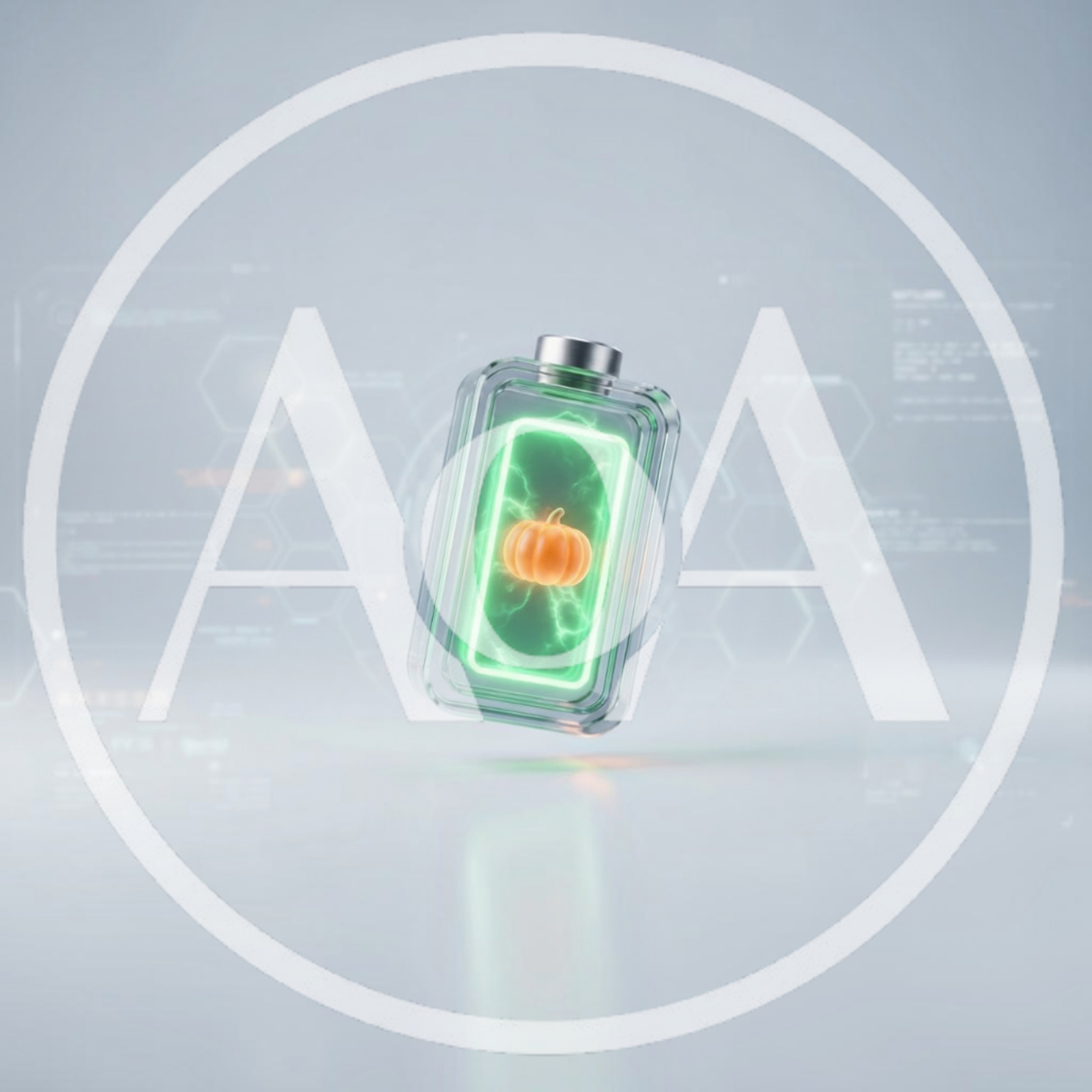 3D Rendered Battery With Glowing Pumpkin Icon