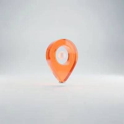 3D Glass Map Location Pin Icon