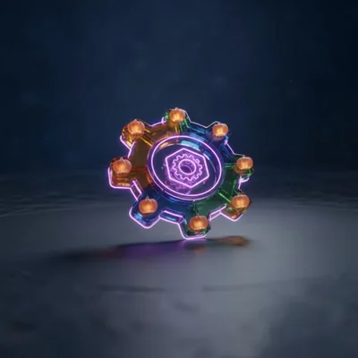 Neon Gear Icon With Miniature Pumpkins