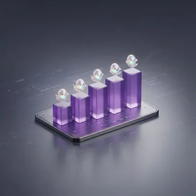 3D Bar Chart With Floating Ghost Characters