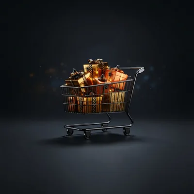 Shopping Cart Filled With Halloween Themed Gift Boxes