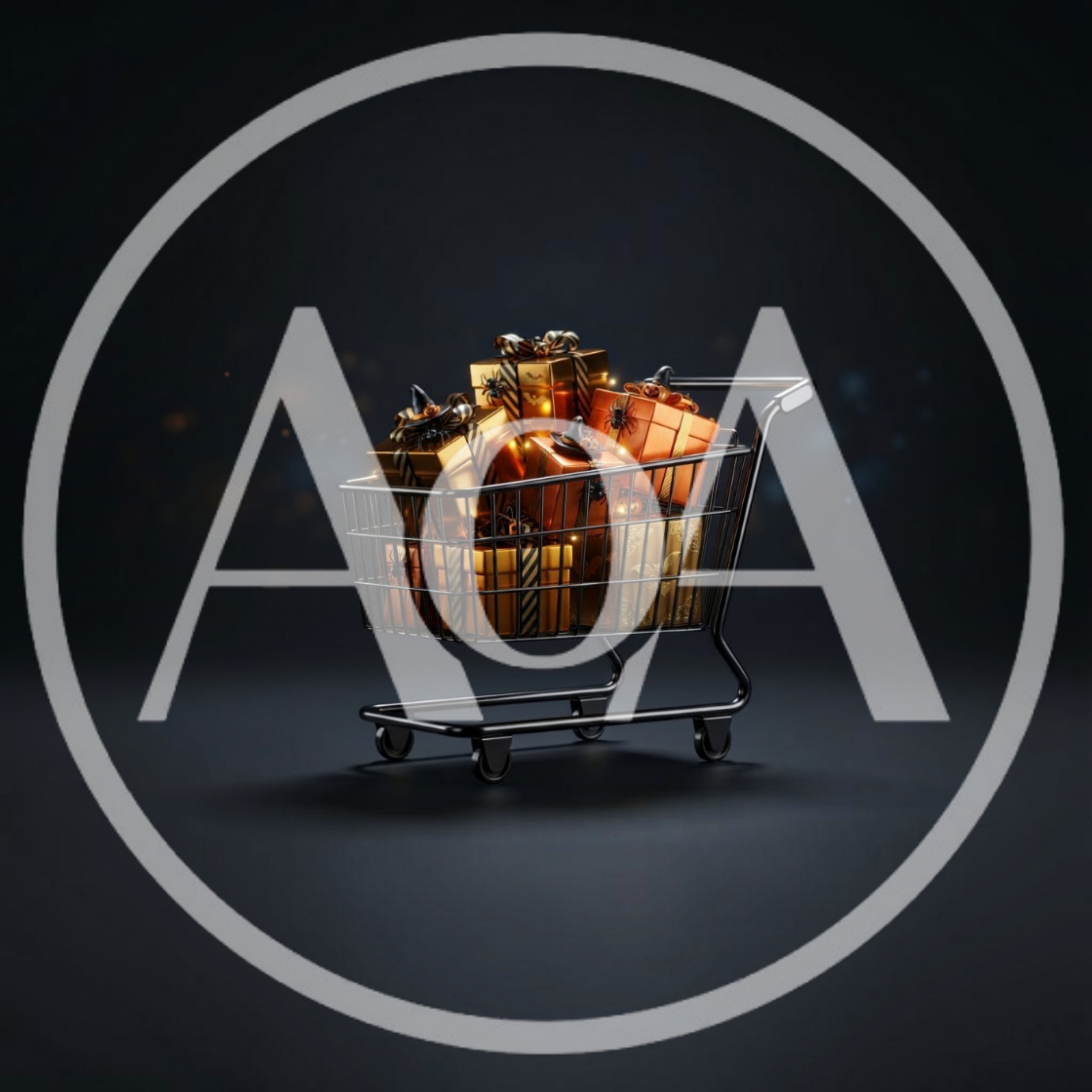 Shopping Cart Filled With Halloween Themed Gift Boxes