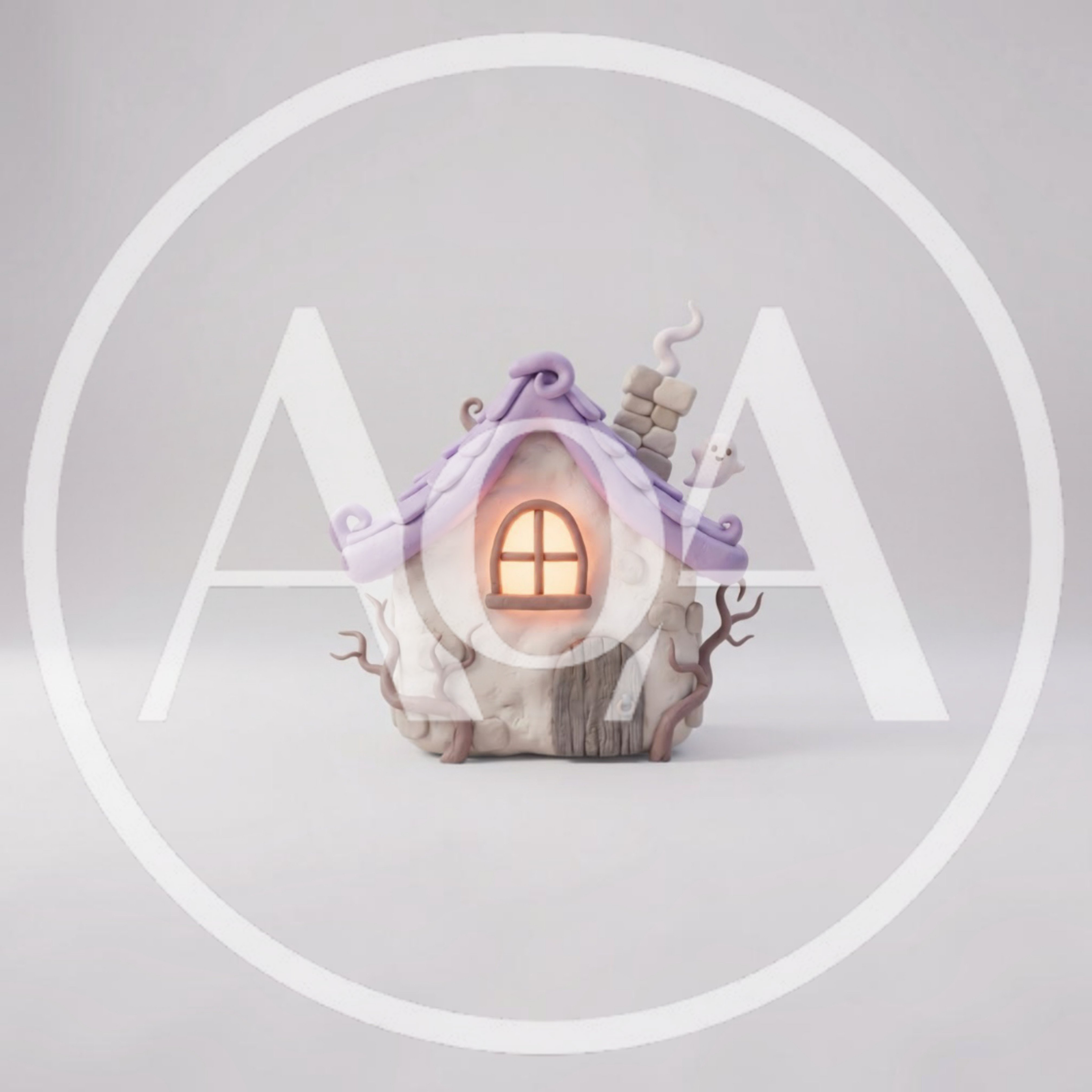 Claymation Style Haunted House With A Cute Ghost