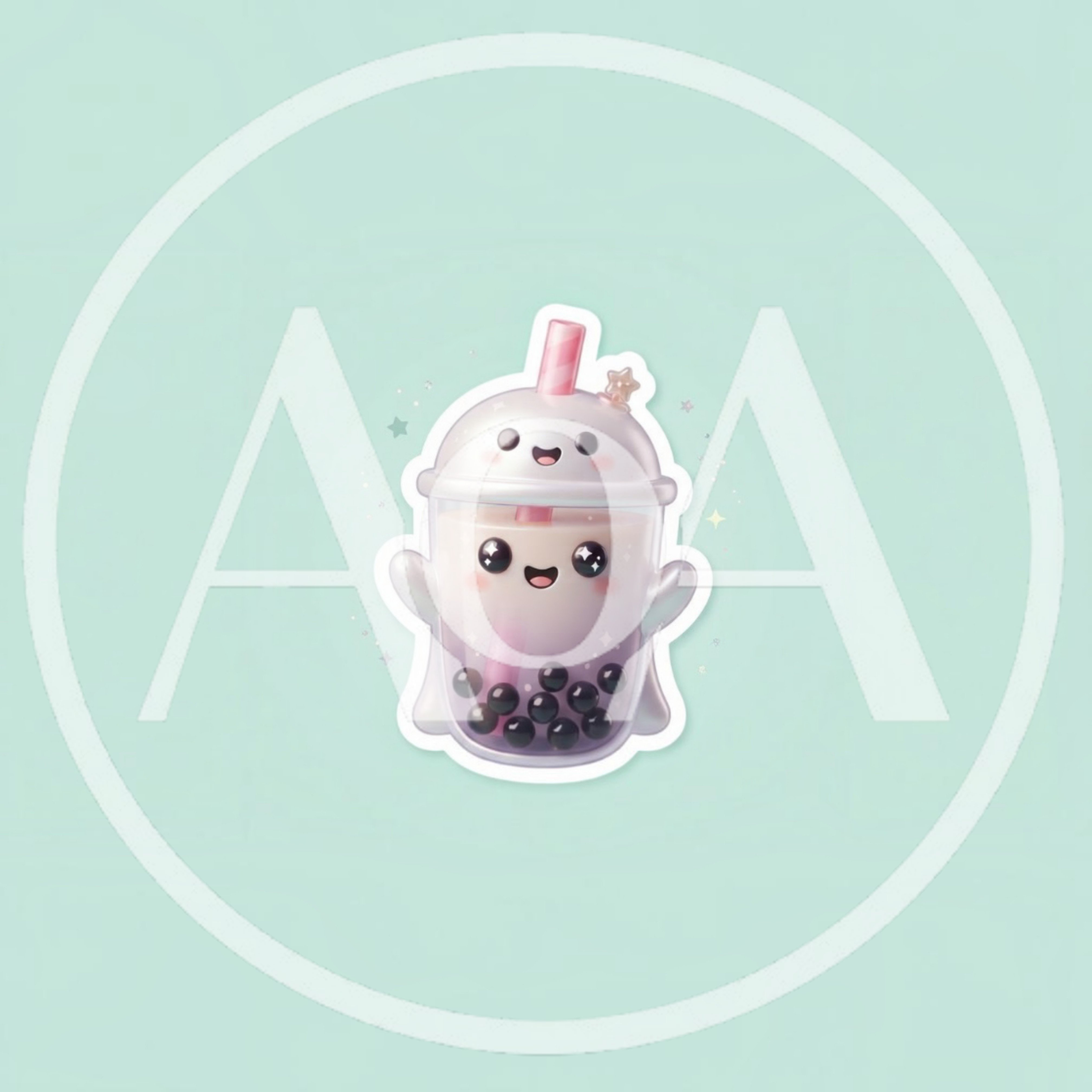 Cute Ghost Bubble Tea Sticker Illustration