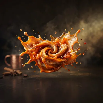 Dynamic Caramel And Coffee Swirl Splash