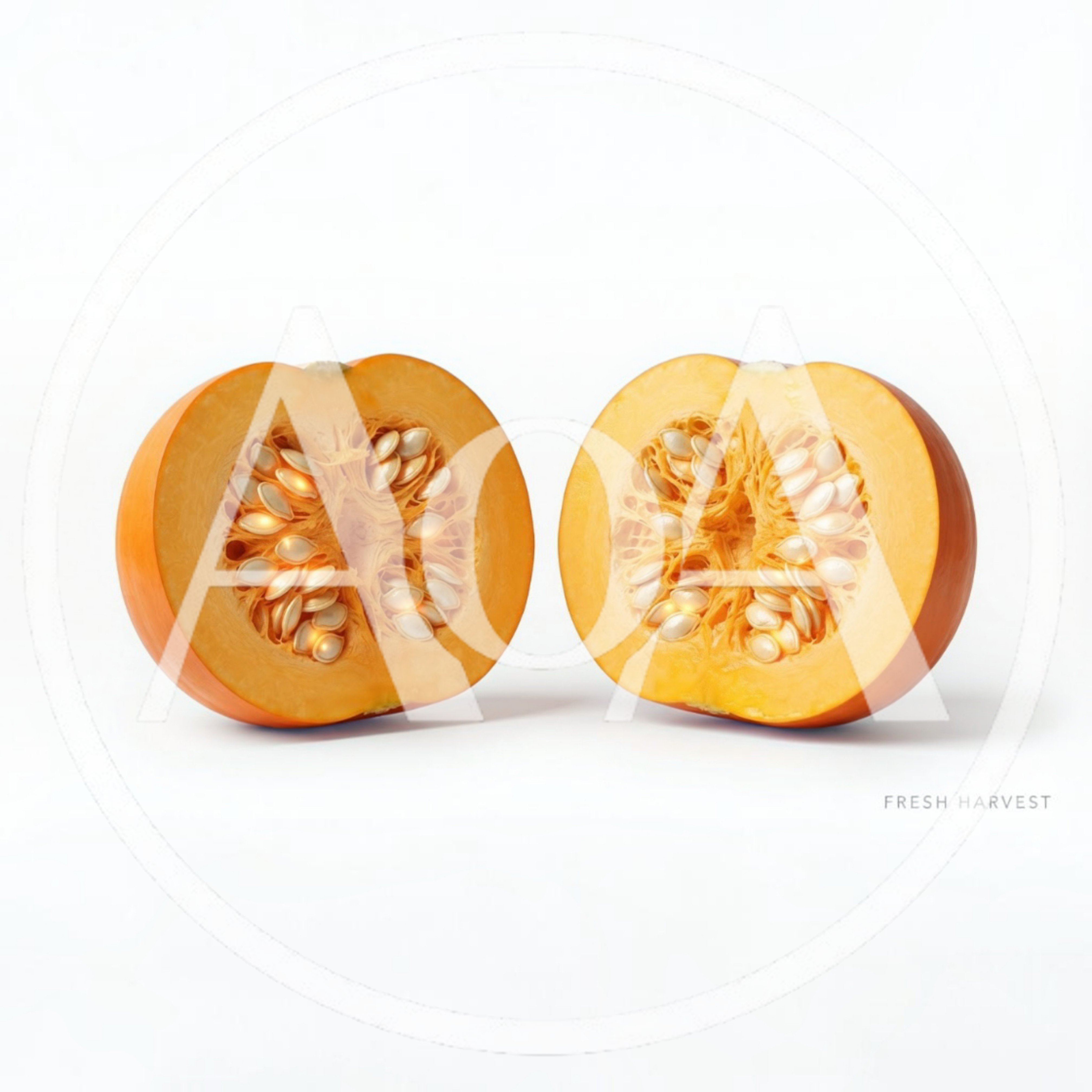 Two Halves Of A Fresh Orange Pumpkin