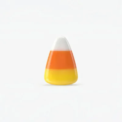 Single Candy Corn Piece Isolated On White Background