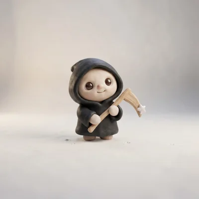 Cute Clay Figurine Of A Grim Reaper