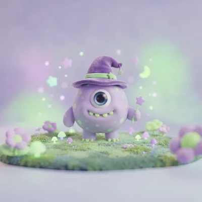 Cute One Eyed Monster Wizard With Magic Wand