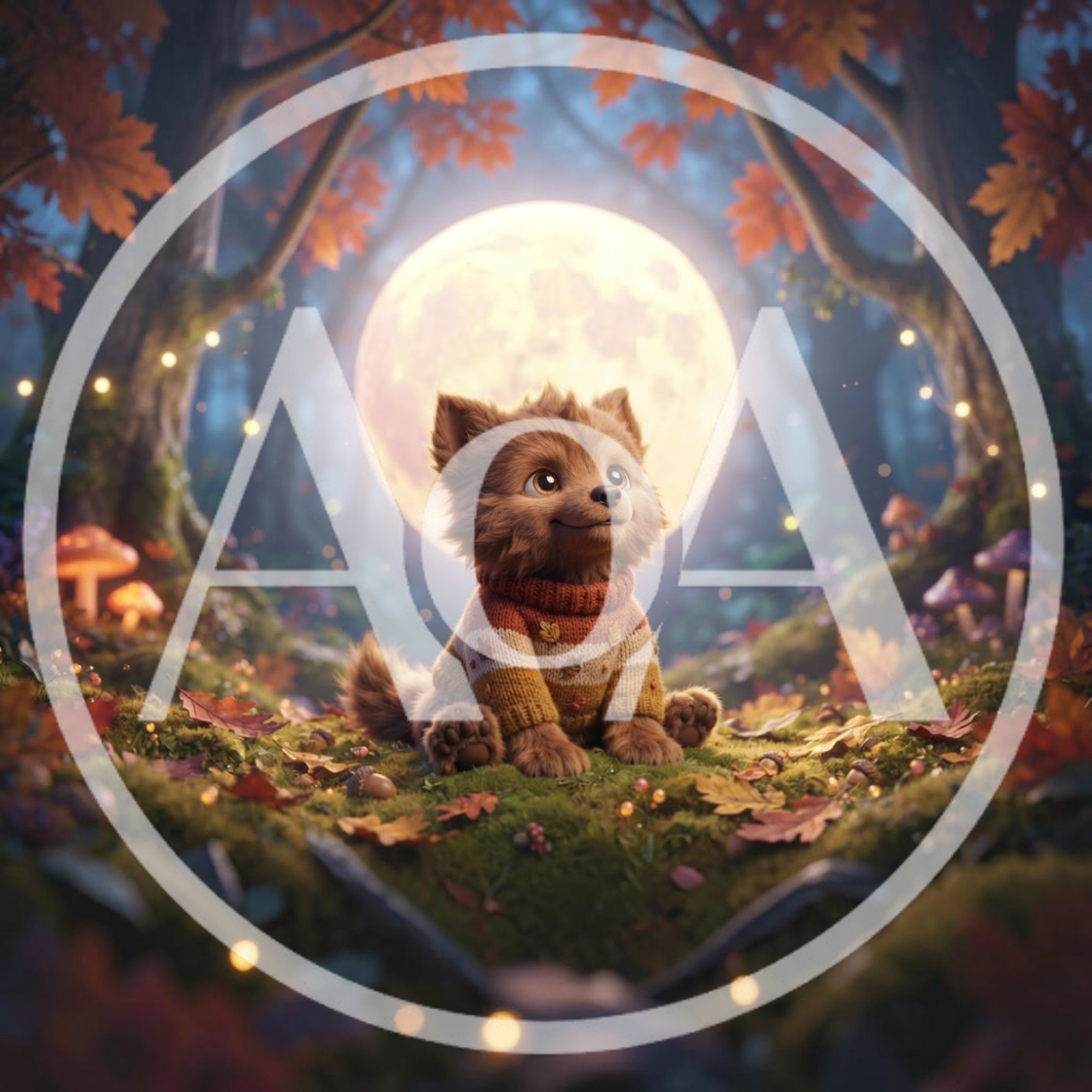 Cute Baby Werewolf Sitting In Enchanted Autumn Forest