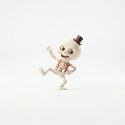 Cute Cartoon Skeleton Dancing With Top Hat