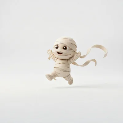 Cute Cartoon Mummy Character Jumping Happily