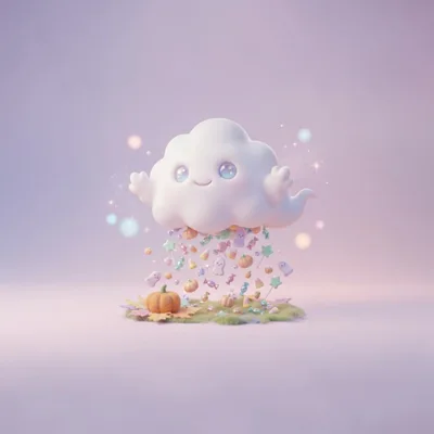 Cute 3D Ghost Cloud Raining Halloween Treats