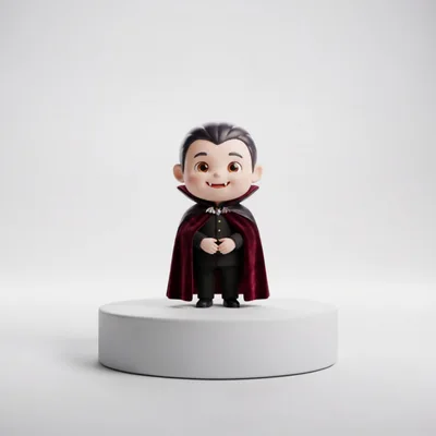 3D Rendered Cute Chibi Vampire Character