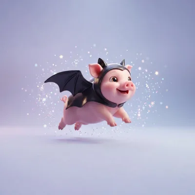 Cute Piglet Wearing Bat Wings Costume