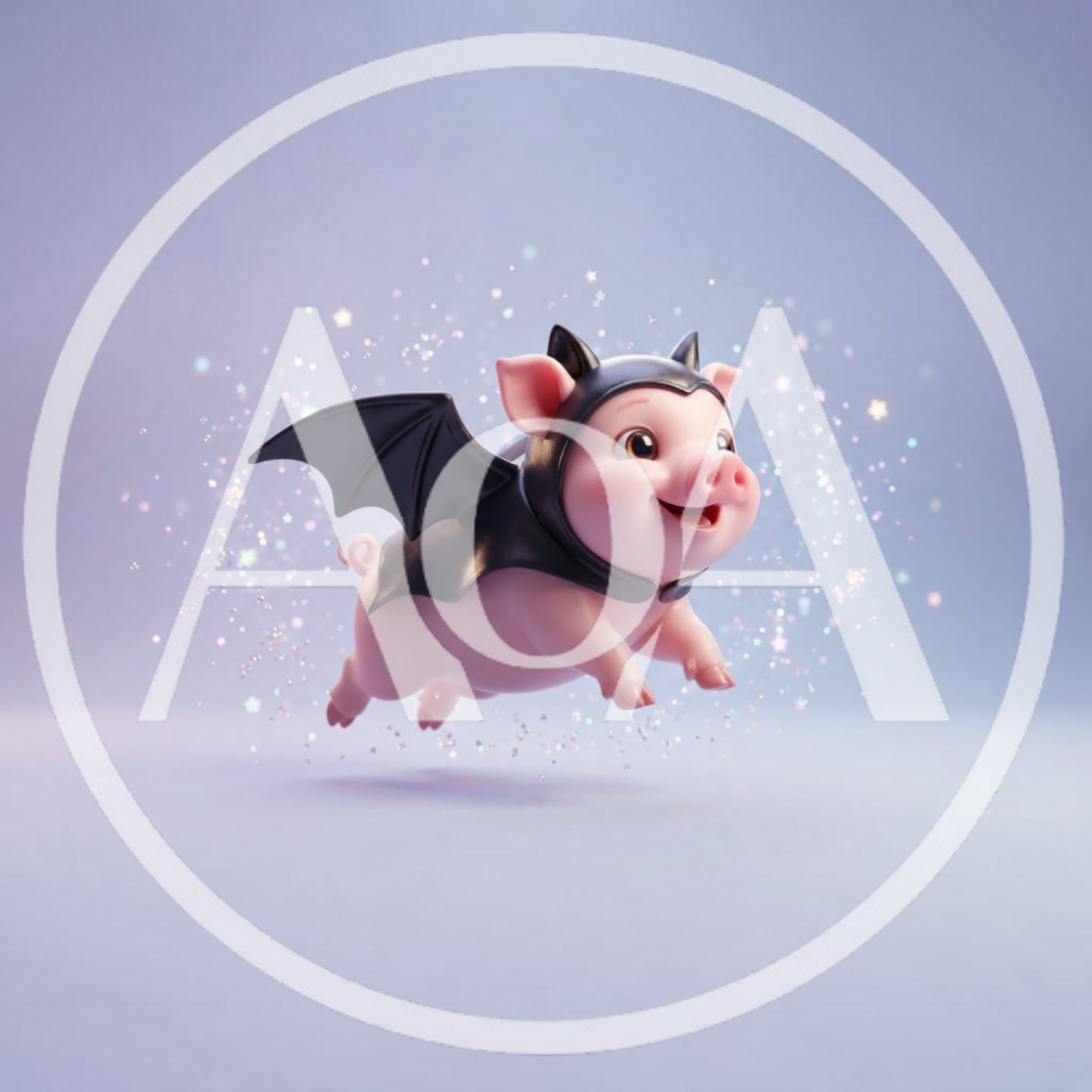 Cute Piglet Wearing Bat Wings Costume