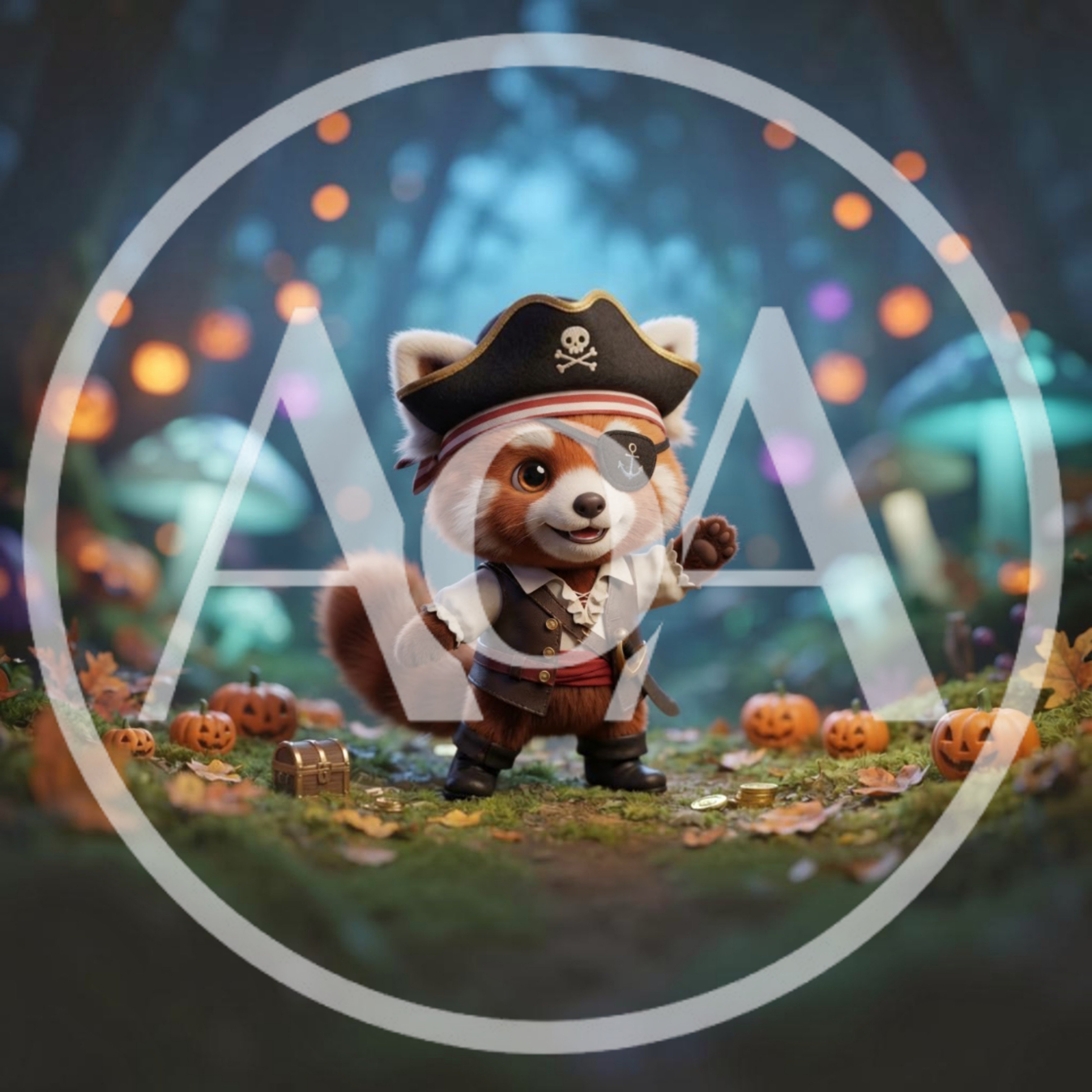 Cute Red Panda Pirate In Enchanted Forest