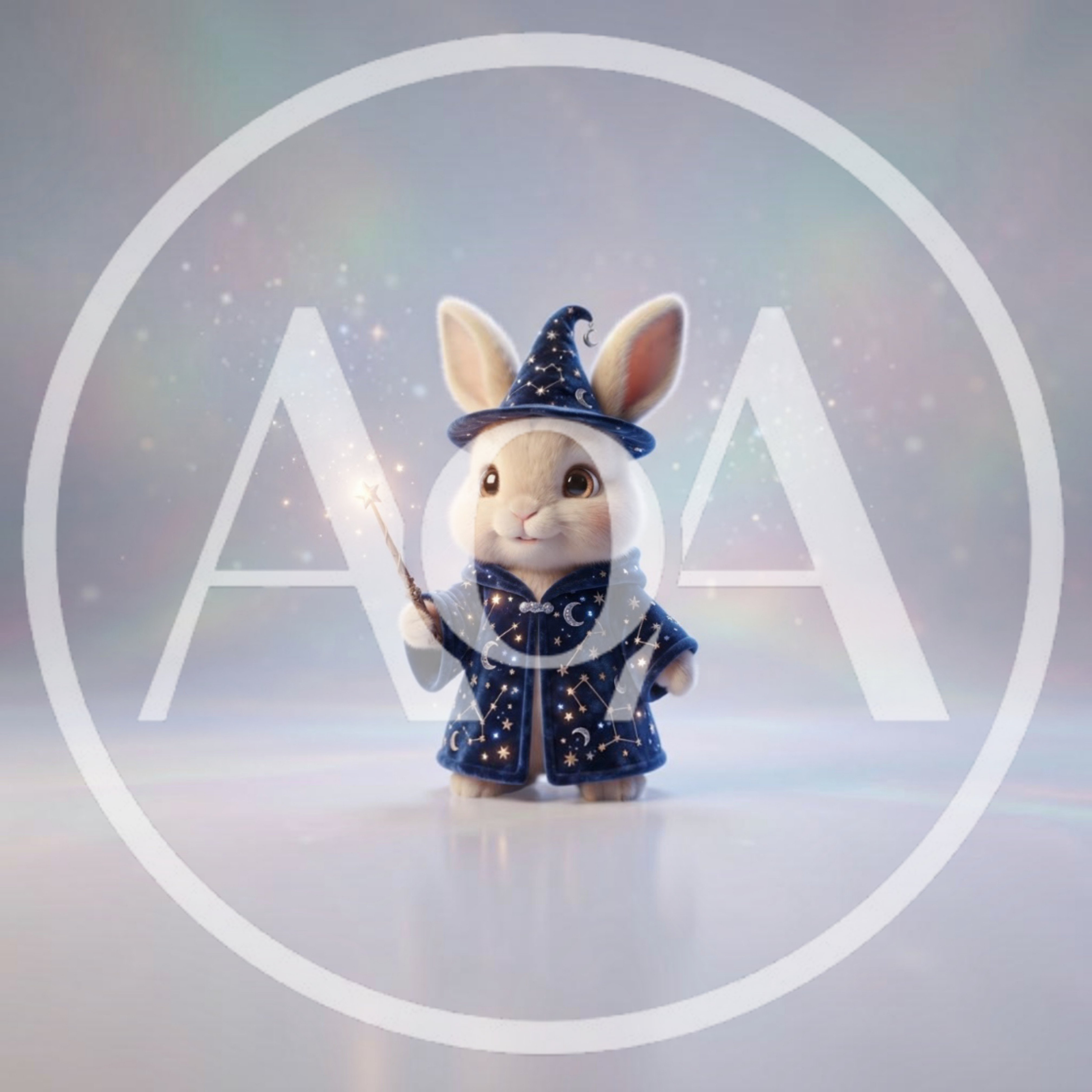 Cute Bunny Wizard Holding A Magic Wand