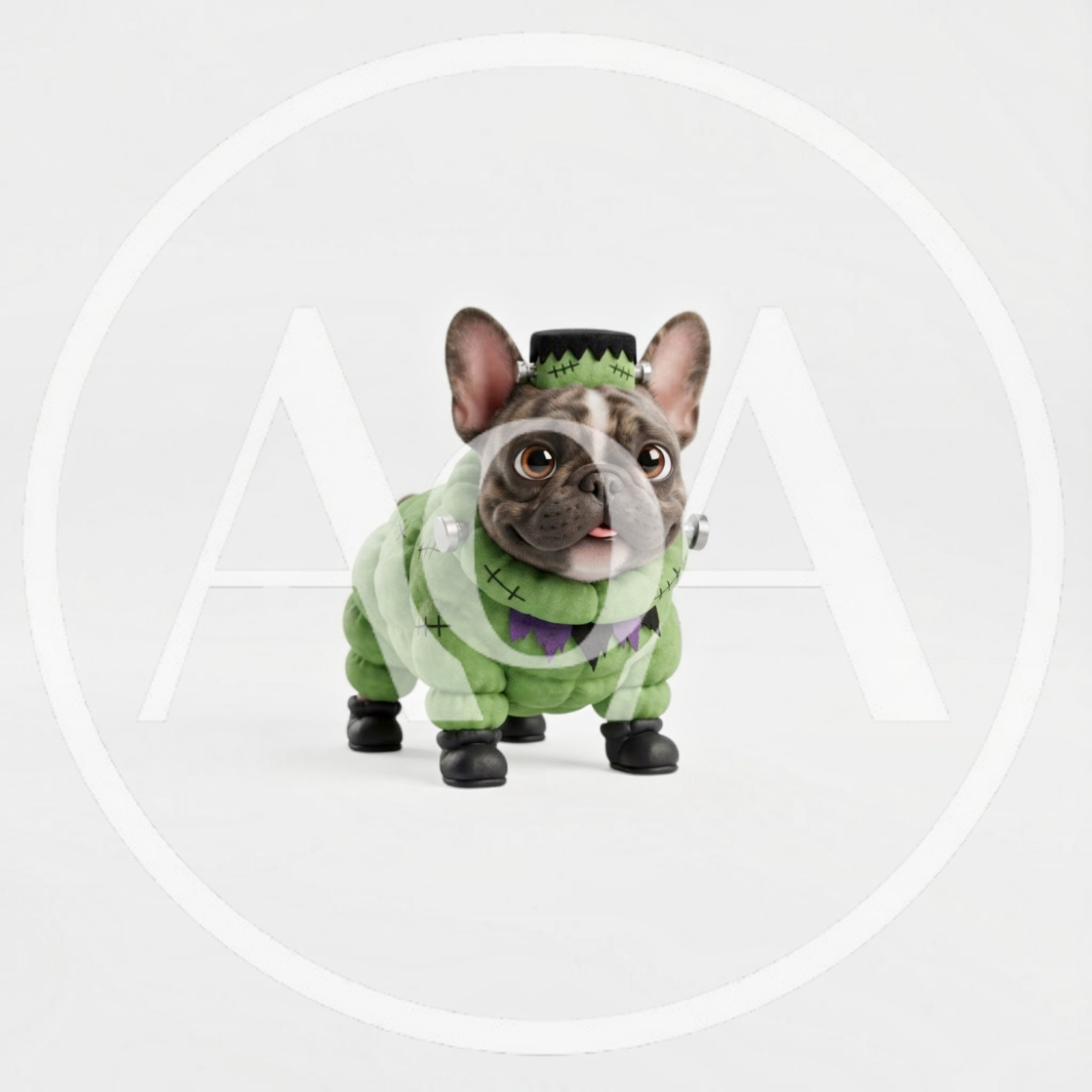 Cute French Bulldog Wearing A Frankenstein Halloween Costume