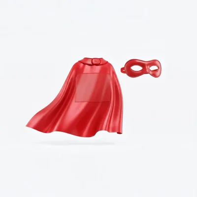 Red Superhero Cape And Mask Isolated On White