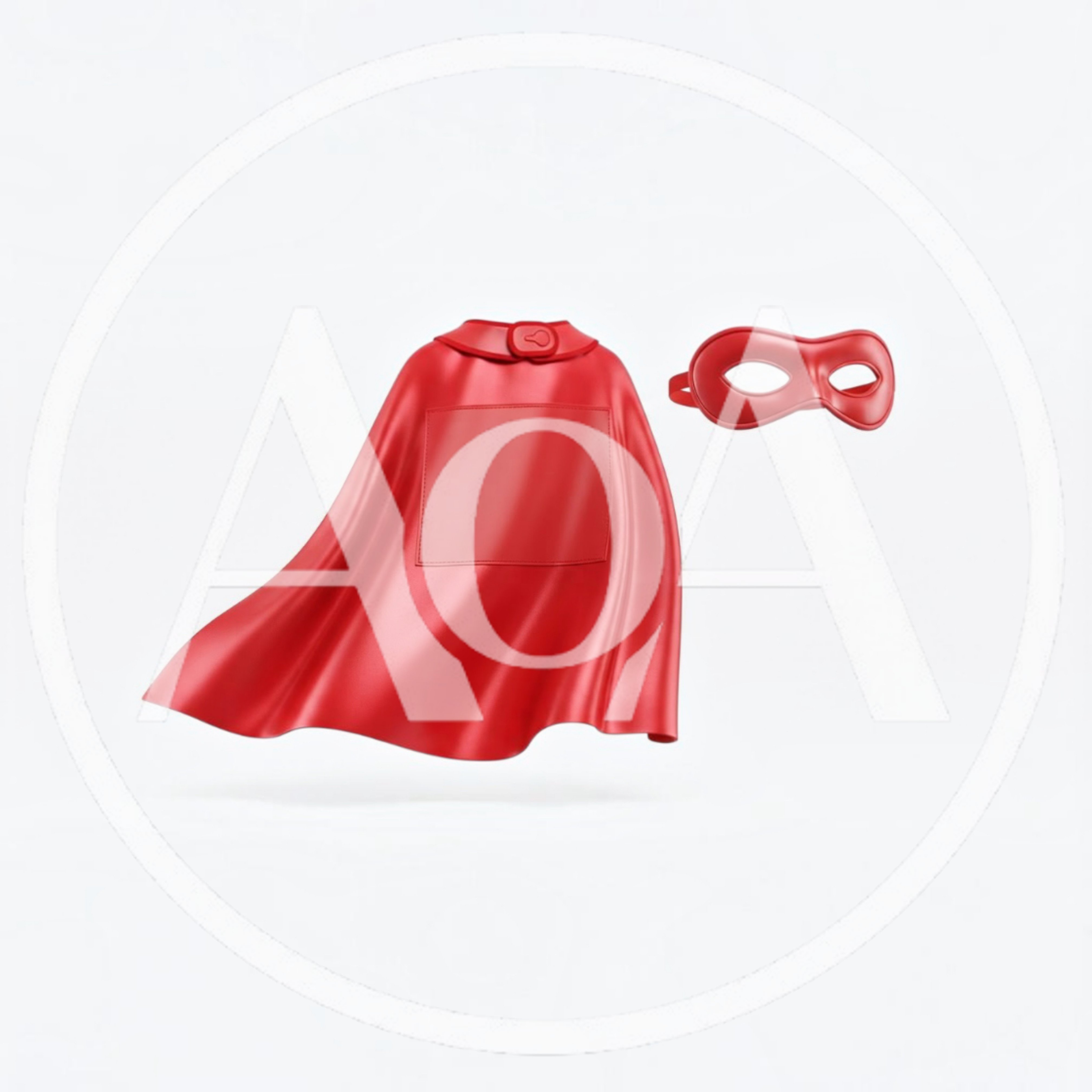 Red Superhero Cape And Mask Isolated On White