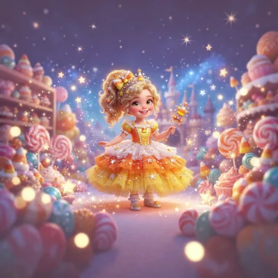 Cute Candy Princess in Magical Sweet Land