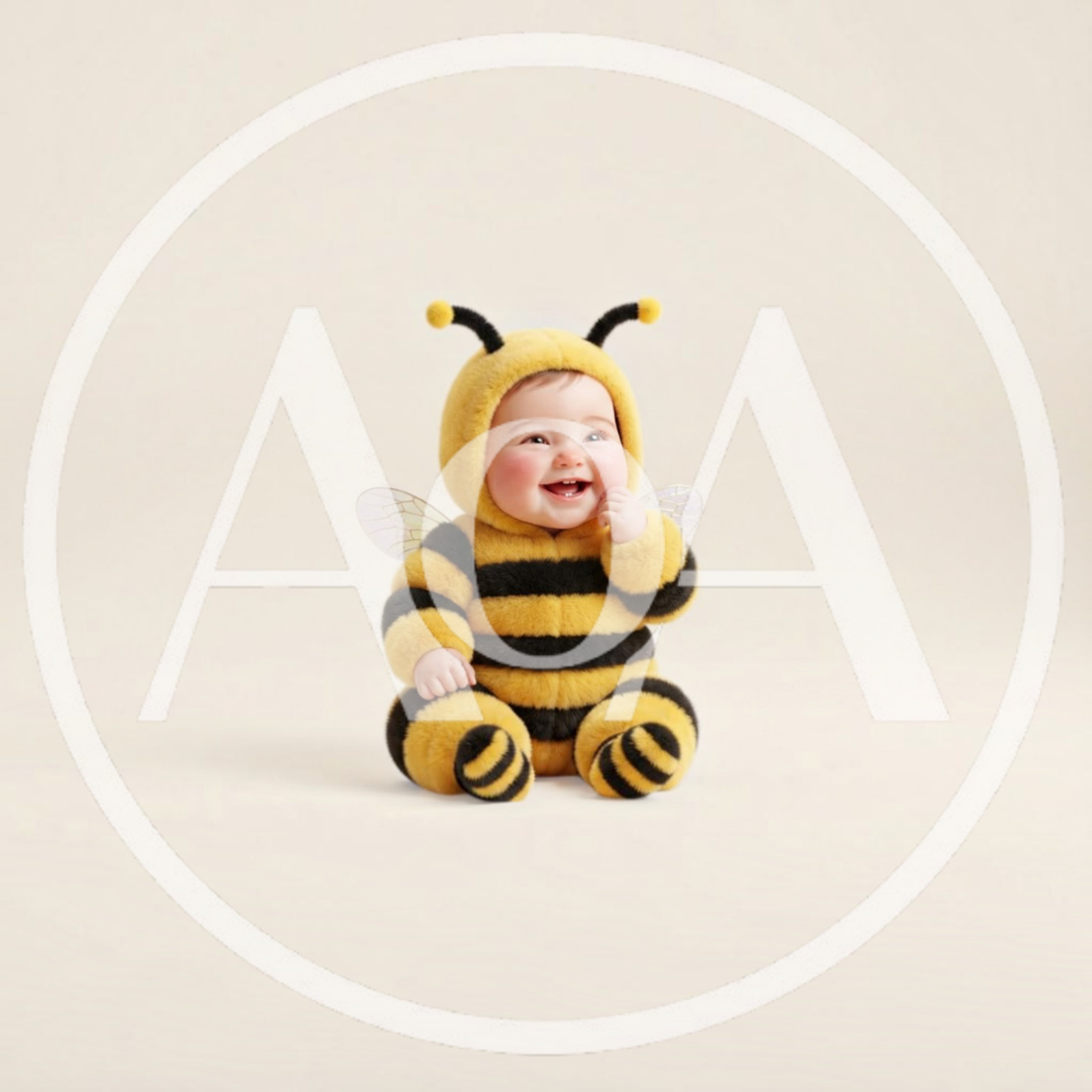 Happy Baby Wearing A Fuzzy Bumblebee Costume
