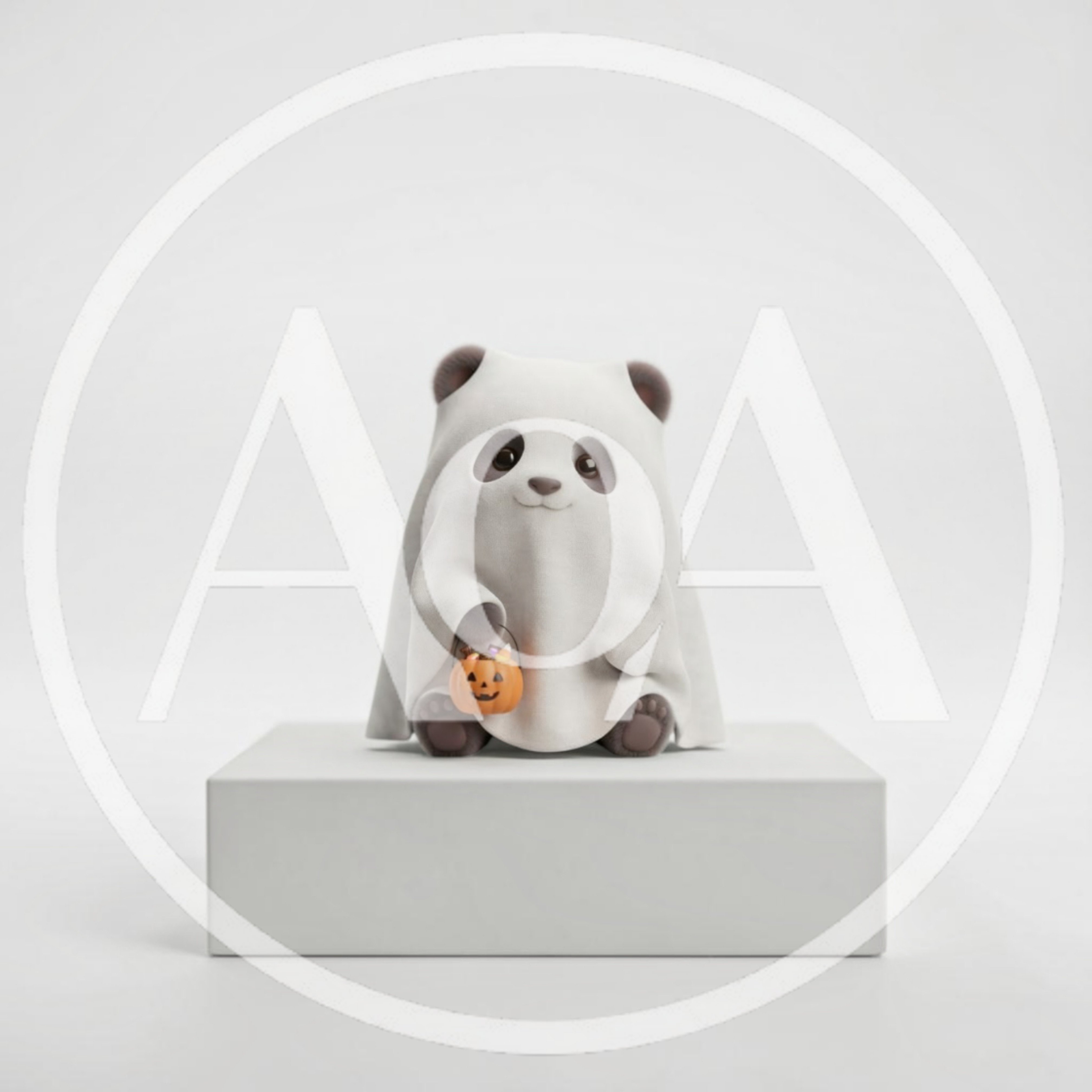 Cute Panda Bear Dressed As A Ghost For Halloween