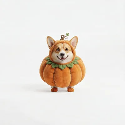 Corgi Dog Wearing A Cute Pumpkin Halloween Costume