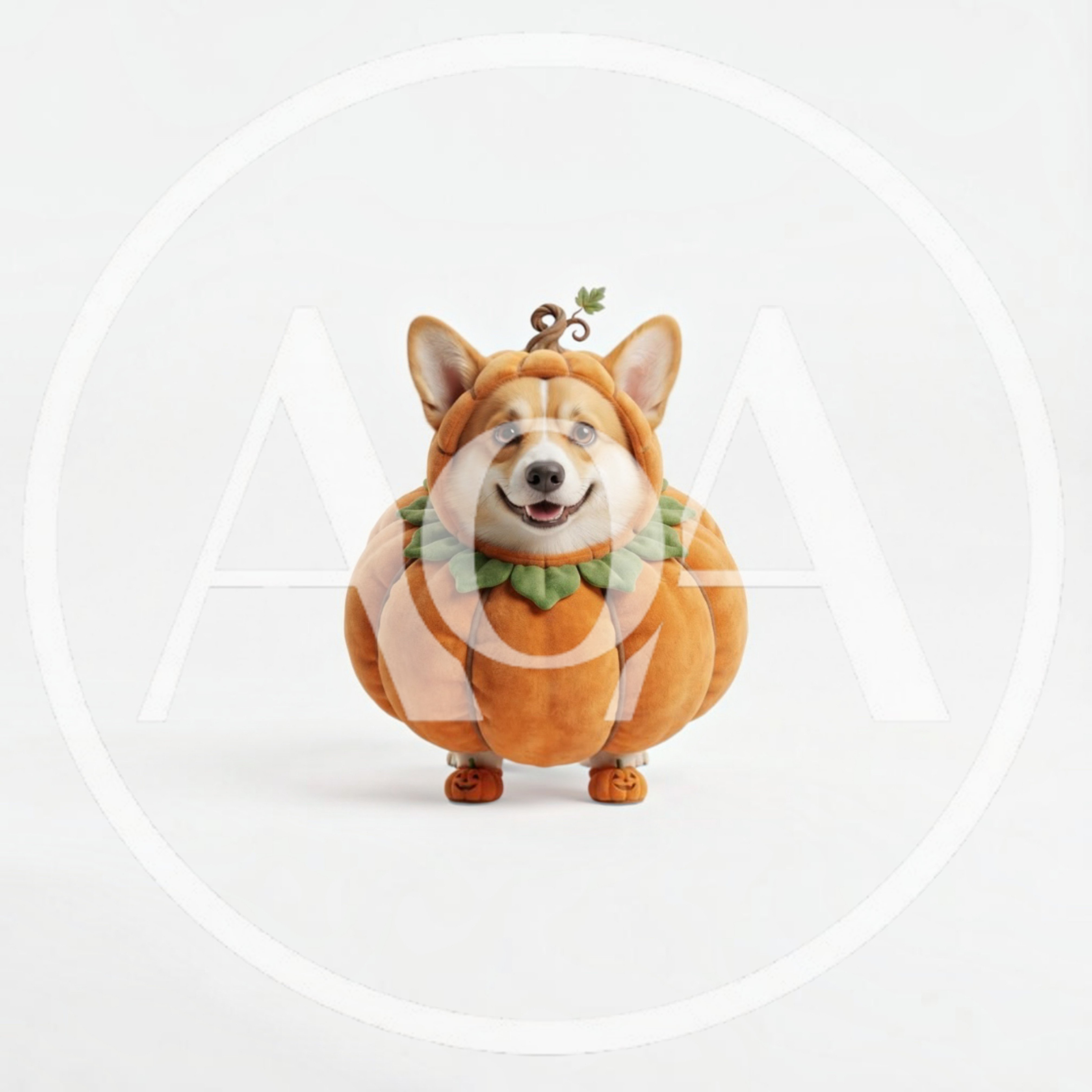 Corgi Dog Wearing A Cute Pumpkin Halloween Costume
