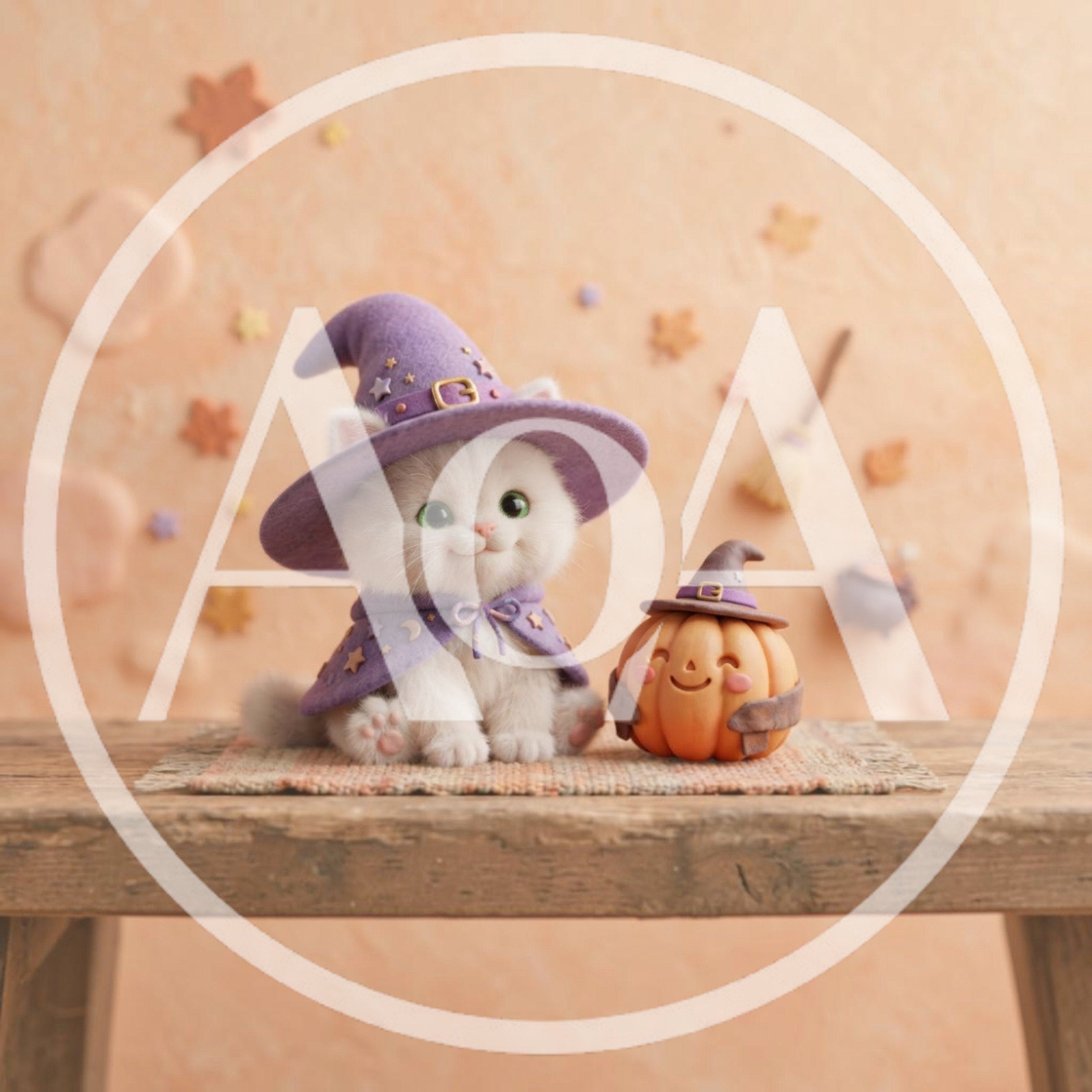 Cute White Kitten Dressed As A Witch For Halloween
