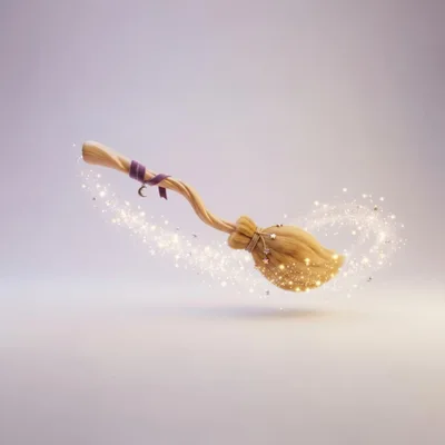 Magical Floating Witch Broomstick With Sparkling Dust