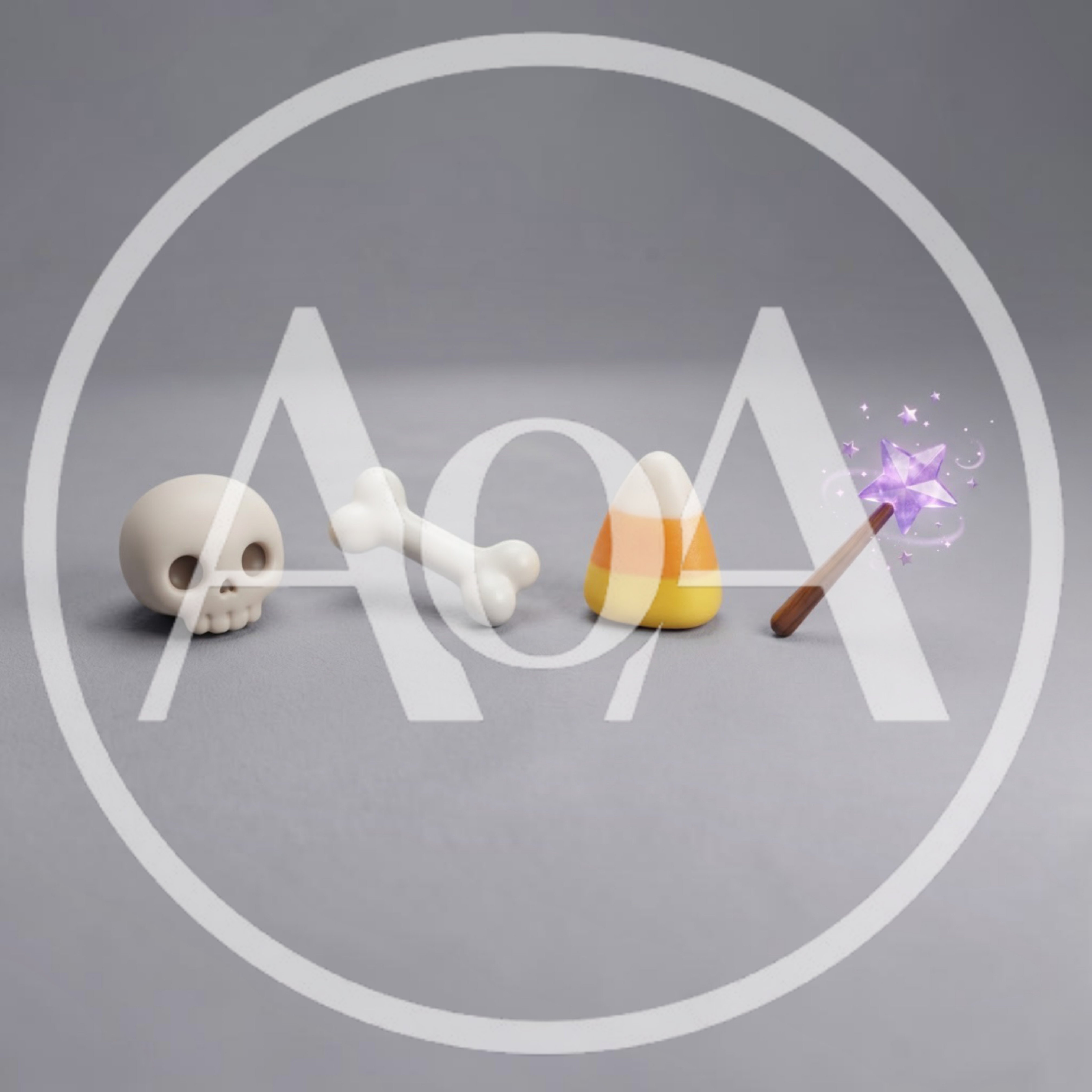 Halloween Themed Miniature Objects On Grey Background