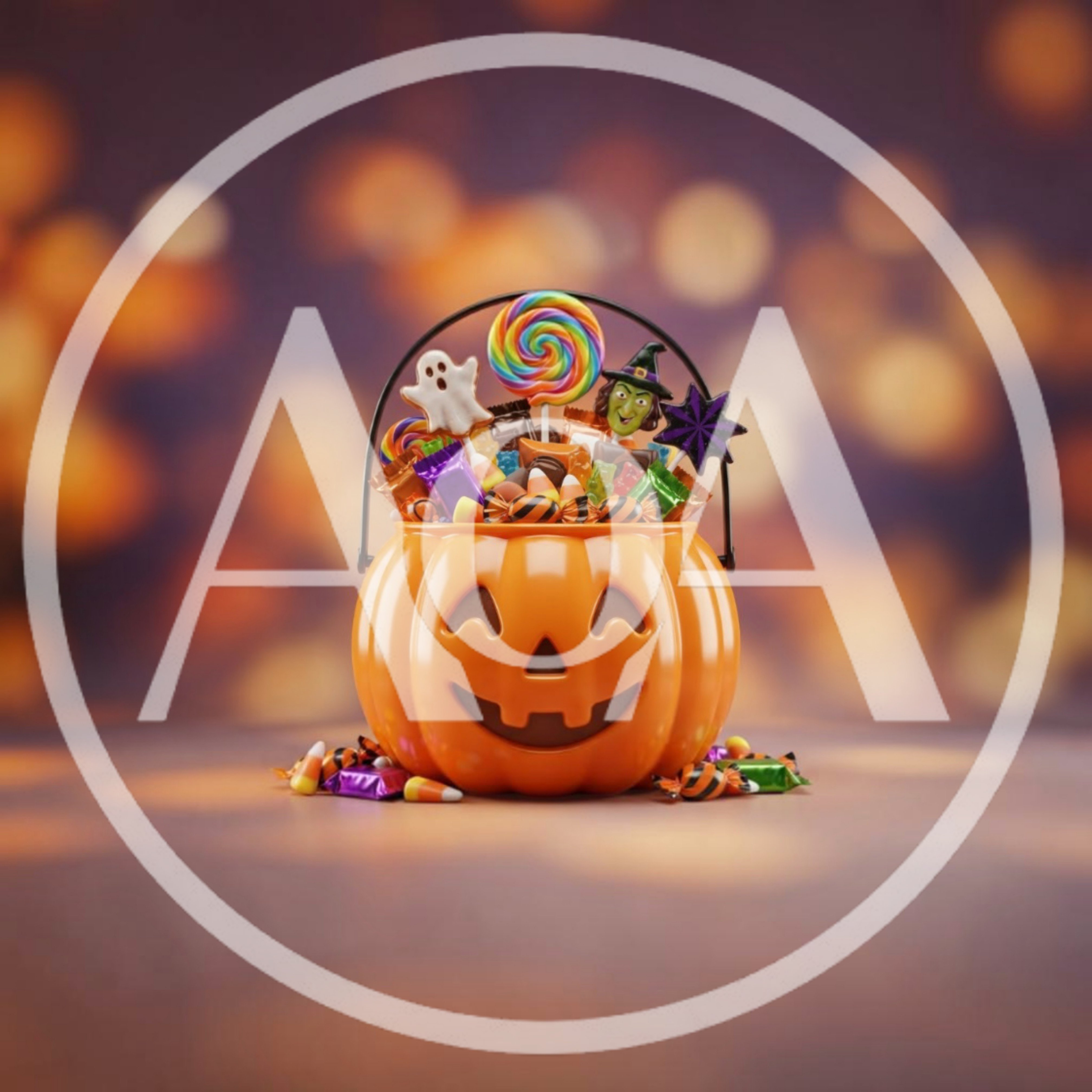 Halloween Pumpkin Bucket Filled With Assorted Candy