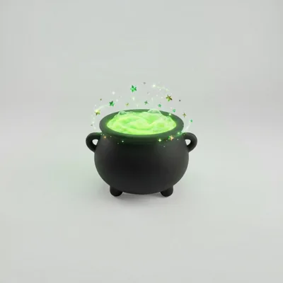 3D Render Of A Magical Green Potion Cauldron