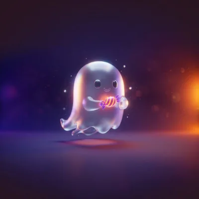Cute 3D Ghost Holding A Striped Candy
