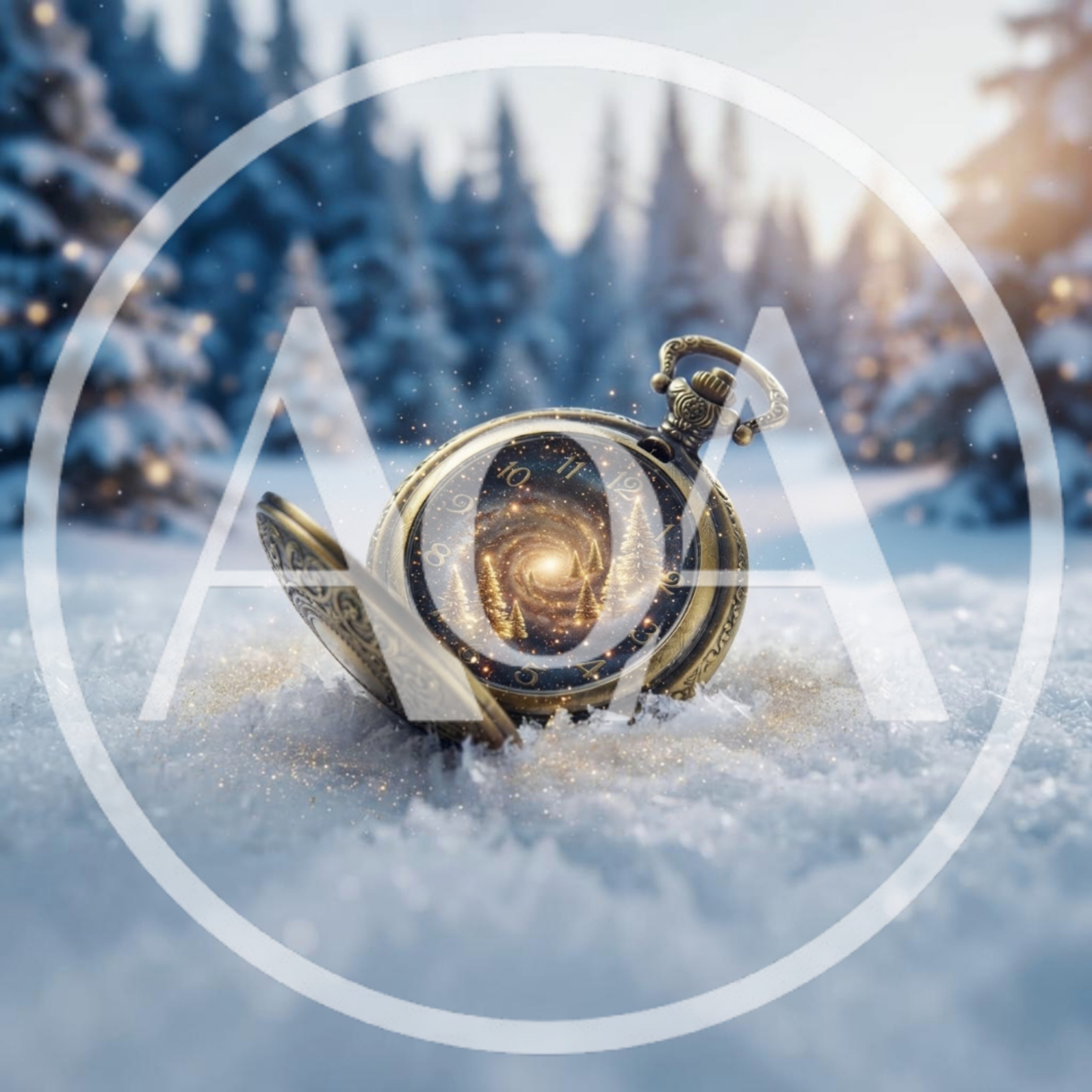 Antique Pocket Watch Containing A Magical Winter Galaxy